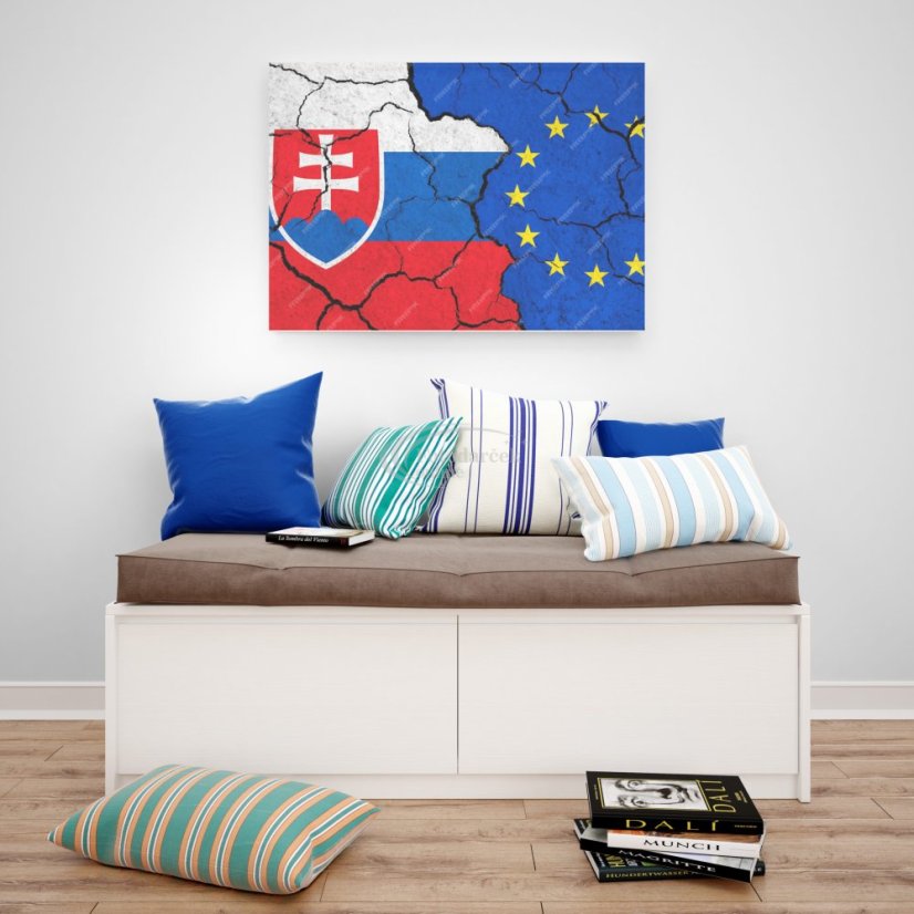 Slovenska a Európska vlajka na plátne