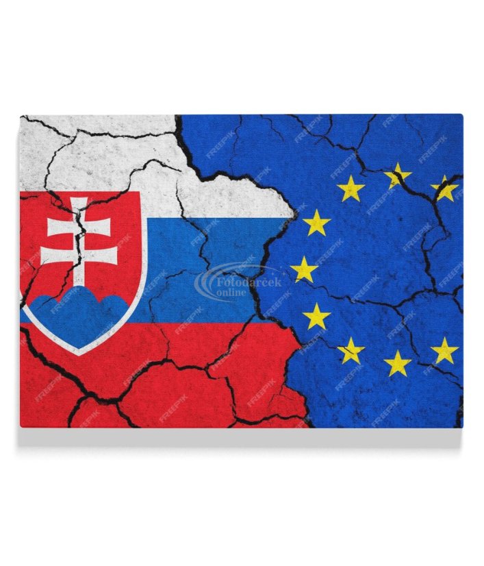 Slovenska a Európska vlajka na plátne