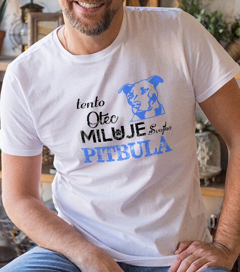 Tento otec miluje svojho pitbula - Farba: Oranžová, Veľkosť: M, Typ: Pánske